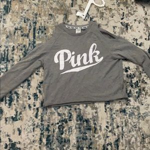 Pink cropped light weight sweatshirt